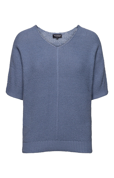 Ladies Moss Stitch 3/4 Sleeve V Neck Jumper