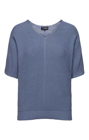 Ladies Moss Stitch 3/4 Sleeve V Neck Jumper