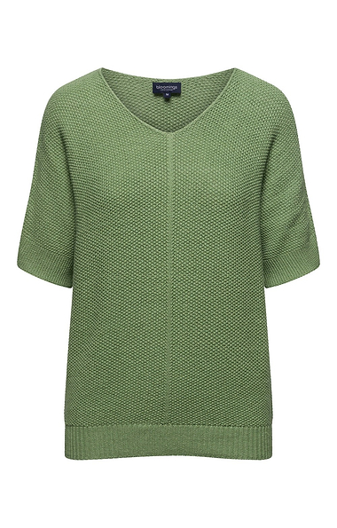 Ladies Moss Stitch 3/4 Sleeve V Neck Jumper