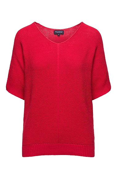 Ladies Moss Stitch 3/4 Sleeve V Neck Jumper