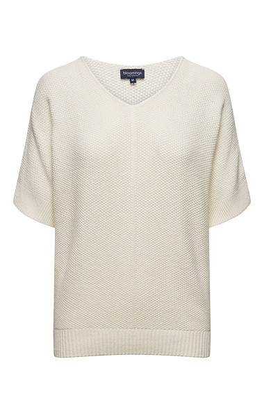 Ladies Moss Stitch 3/4 Sleeve V Neck Jumper