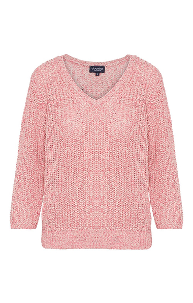 Ladies Rainbow Marl Knitted V Neck Jumper