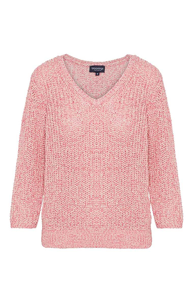 Ladies Rainbow Marl Knitted V Neck Jumper