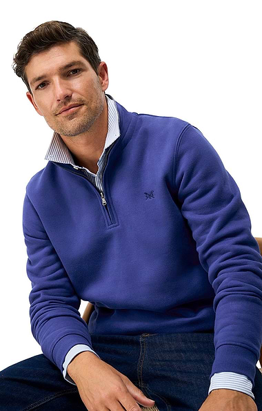 Men's Crew Clothing Classic Knit Half Zip Sweatshirt