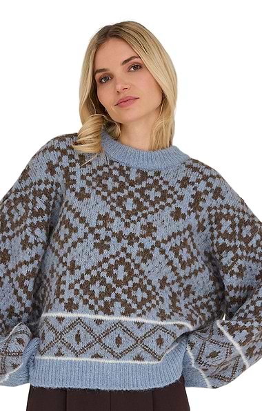 Ladies Alpaca Blend Geometric Fairisle Sweater