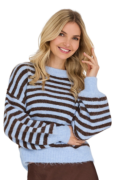 Ladies Horizontal Stripe Crew Neck Jumper