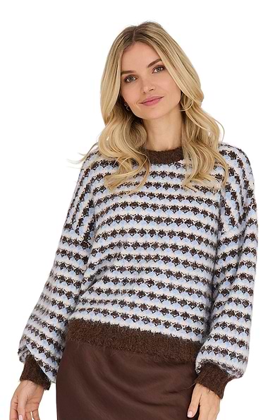 Ladies Striped Crew Neck Jumper