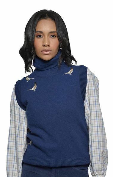 Ladies Pheasant Sleeveless Knit Roll Neck