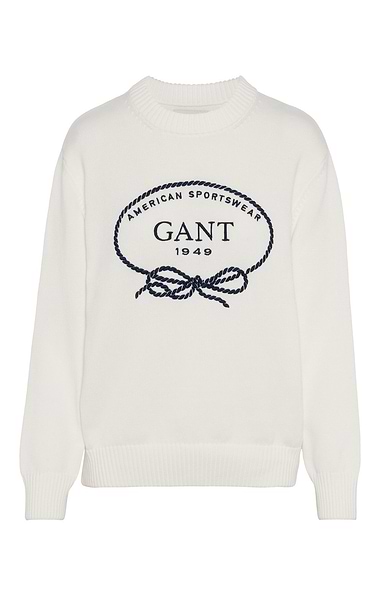 Ladies Gant Graphic Cotton Crew Neck Jumper