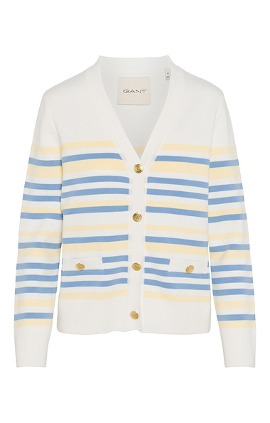 Ladies Gant Textured Stripe V-neck Cardigan