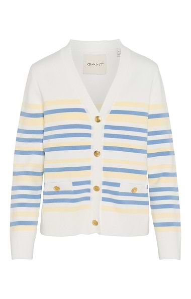 Ladies Gant Textured Stripe V-neck Cardigan