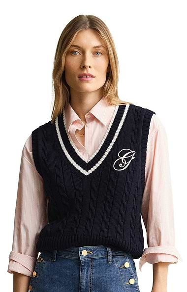 Ladies Gant Cotton Cable Knit Vest