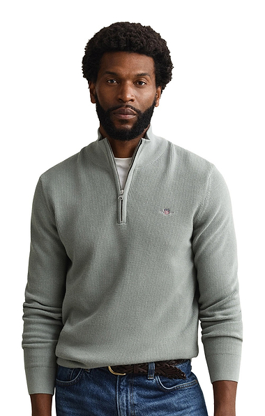 Men's Gant Micro Textured Cotton Half-Zip Sweater