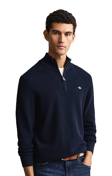 Men's Gant Micro Textured Cotton Half-Zip Sweater
