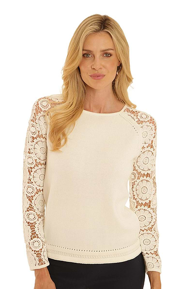 Ladies Pomodoro Lace Sleeve Jumper