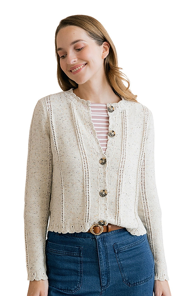 Ladies Lily & Me Jasmine Scallop Detail Donegal Cardigan