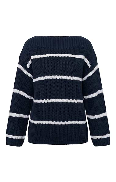 Ladies Striped Boat Neck Jumper