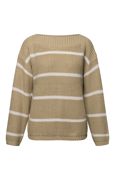 Ladies Striped Boat Neck Jumper