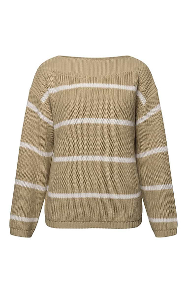 Ladies Striped Boat Neck Jumper