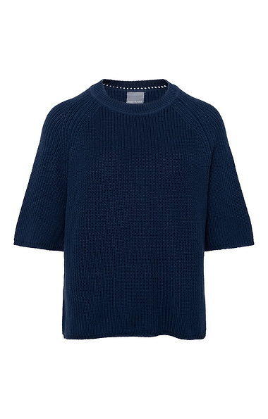 Ladies Short Sleeve Ribbed Crew Neck Jumper
