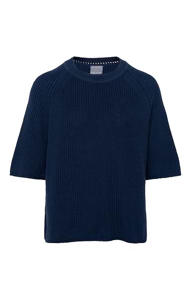 Ladies Short Sleeve Ribbed Crew Neck Jumper
