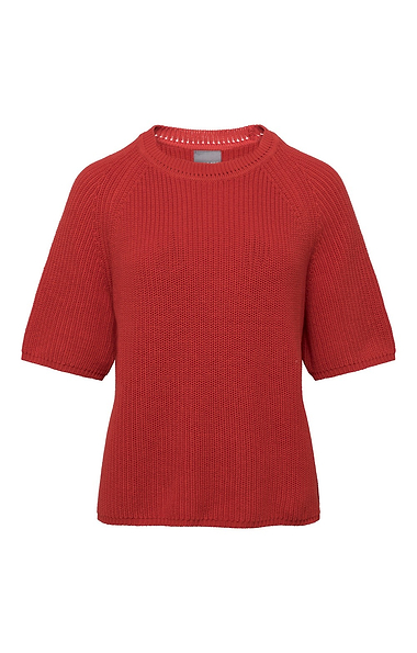 Ladies Short Sleeve Ribbed Crew Neck Jumper