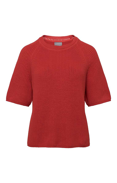 Ladies Short Sleeve Ribbed Crew Neck Jumper