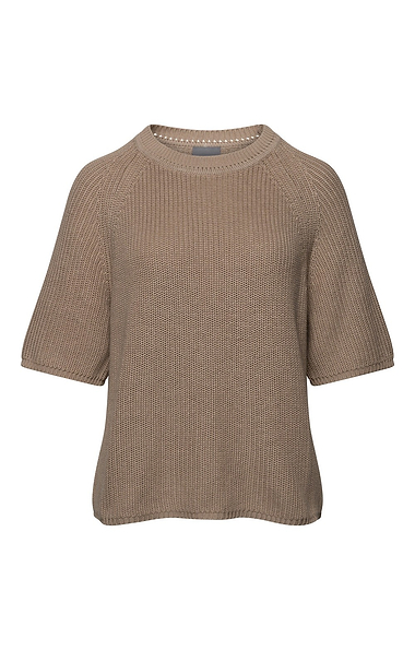 Ladies Short Sleeve Ribbed Crew Neck Jumper