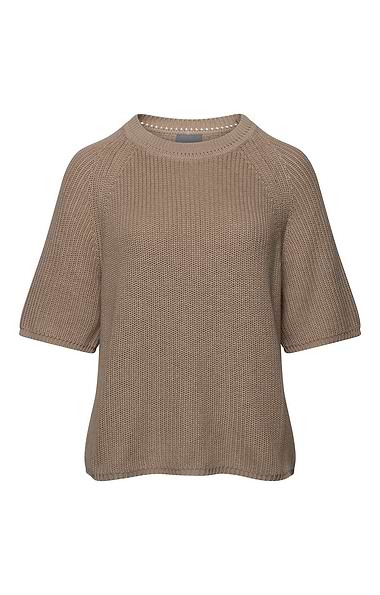Ladies Short Sleeve Ribbed Crew Neck Jumper