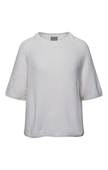 Ladies Short Sleeve Ribbed Crew Neck Jumper