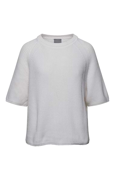 Ladies Short Sleeve Ribbed Crew Neck Jumper