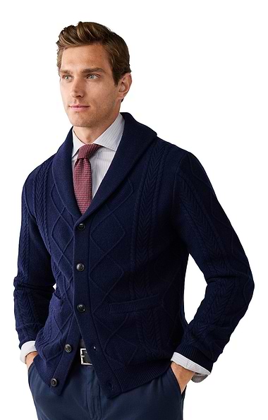 Men’s Hackett London Cable Knit Shawl Cardigan