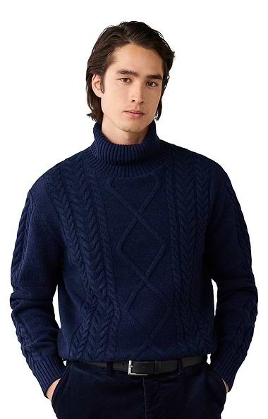 Men’s Hackett London Cable Knit Roll Neck