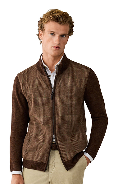 Men’s Hackett London Check Hybrid Knit Jacket