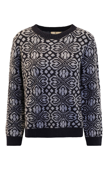 Ladies Wool Alpaca Patterned Crew Neck Jumper