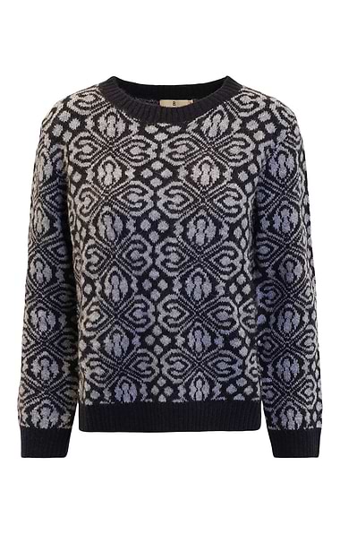 Ladies Wool Alpaca Patterned Crew Neck Jumper