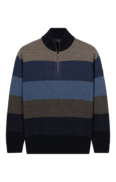 Men’s Striped Lambswool Half-zip Knit