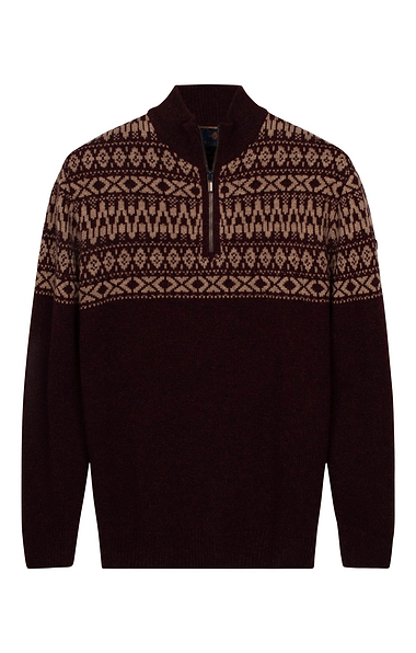 Men’s Jacquard Knit Fairisle Half Zip Sweater