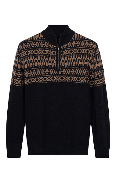 Men’s Jacquard Knit Fairisle Half Zip Sweater