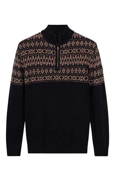 Men’s Jacquard Knit Fairisle Half Zip Sweater