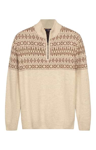 Men’s Jacquard Knit Fairisle Half Zip Sweater