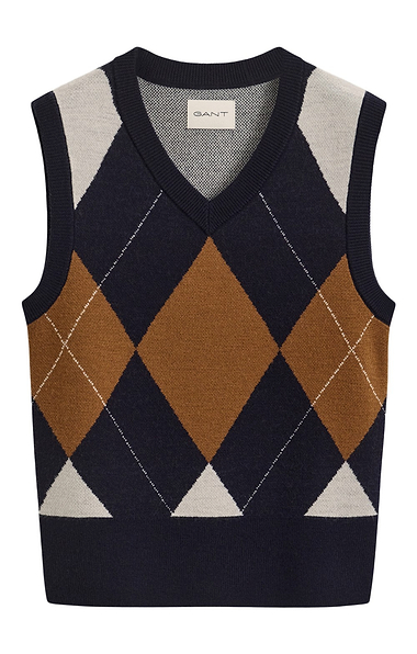 Ladies Gant Argyle V-neck Vest