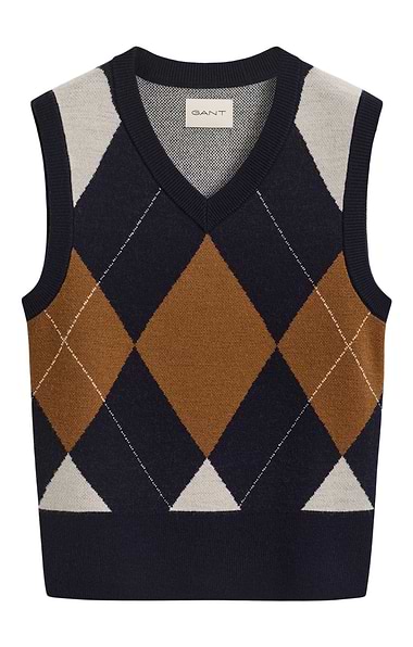 Ladies Gant Argyle V-neck Vest