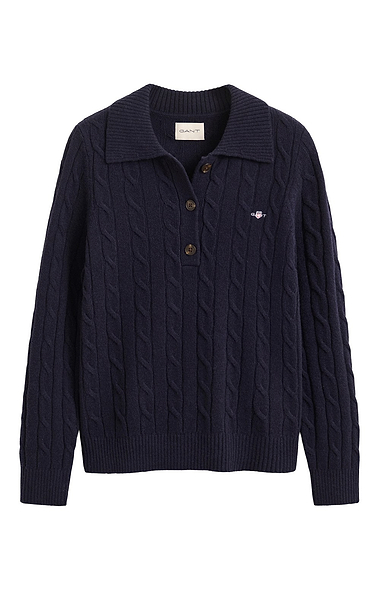 Ladies Gant Lambswool Cable Knit Rugger