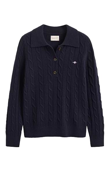 Ladies Gant Lambswool Cable Knit Rugger