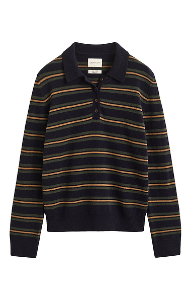 Ladies Gant Superfine Lambswool Striped Rugger