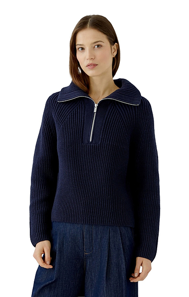 Ladies Oui Knit 1/2 Zip Funnel Neck Jumper