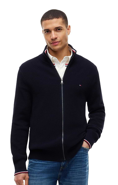 Men's Tommy Hilfiger Rib Knit Zip Through Sweater