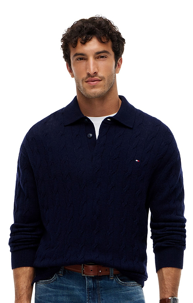Men's Tommy Hilfiger Lambswool Cable Rugby Sweater