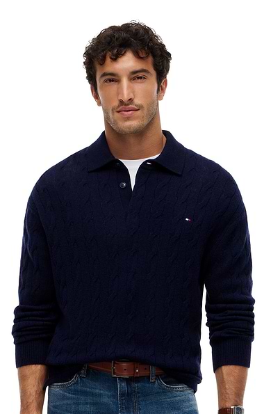Men's Tommy Hilfiger Lambswool Cable Rugby Sweater
